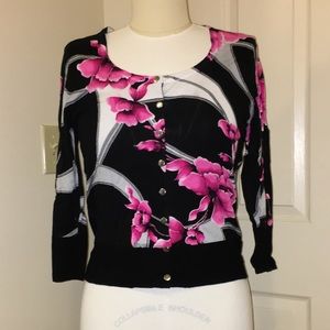 Black and floral Large cardigan 3/4 sleeve
